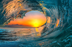 Ocean Wave Falling Sunset 2