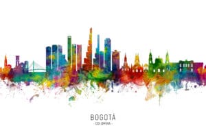Bogota Colombia Skyline unique digital wall art canvas framed prints