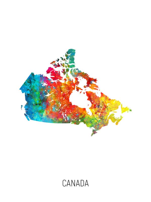 Canada Watercolor Map unique digital wall art canvas framed prints