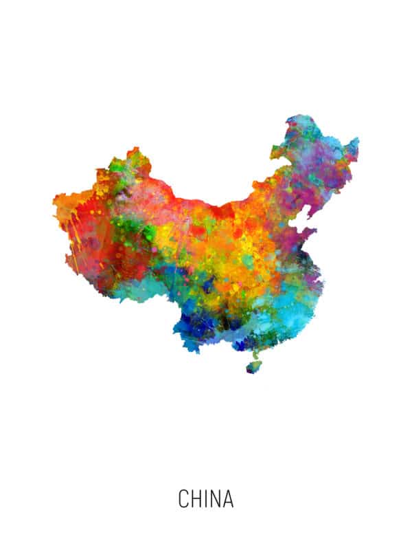 China Watercolor Map unique digital wall art canvas framed prints