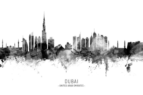Dubai Skyline unique digital wall art canvas framed prints