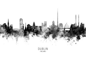 Dublin Ireland Skyline unique digital wall art canvas framed prints