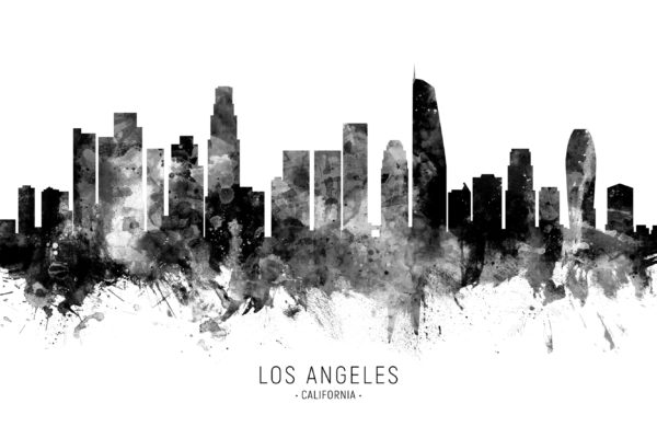 Los Angeles California Skyline unique digital wall art canvas framed prints