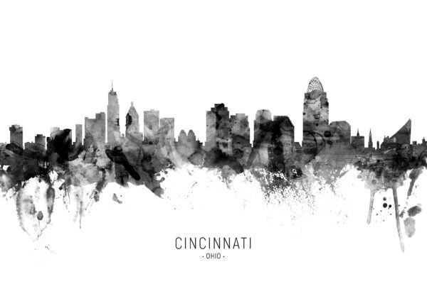 Cincinnati Ohio Skyline unique digital wall art canvas framed prints