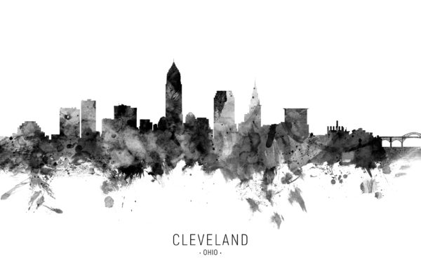 Cleveland Ohio Skyline unique digital wall art canvas framed prints