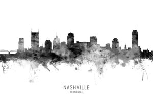Nashville Tennessee Skyline unique digital wall art canvas framed prints