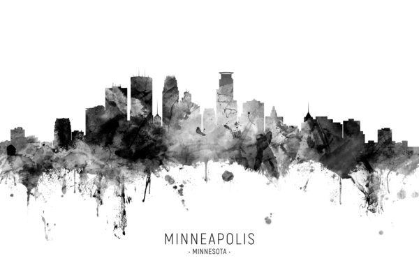 Minneapolis Minnesota Skyline unique digital wall art canvas framed prints