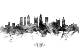 Atlanta Georgia Skyline unique digital wall art canvas framed prints
