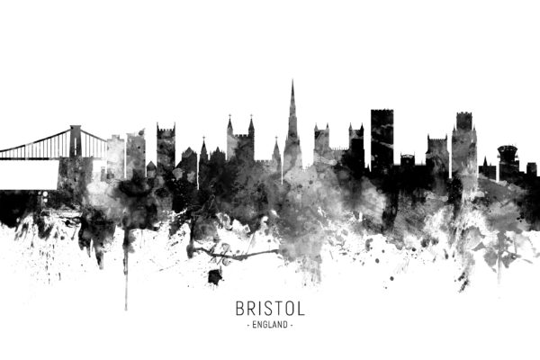 Bristol England Skyline unique digital wall art canvas framed prints