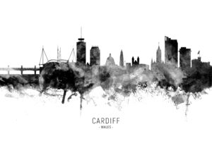 Cardiff Wales Skyline unique digital wall art canvas framed prints