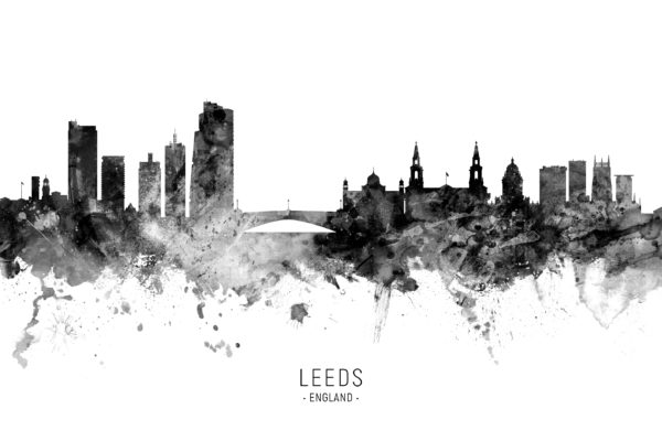 Leeds England Skyline unique digital wall art canvas framed prints