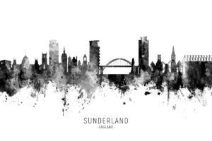Sunderland England Skyline unique digital wall art canvas framed prints