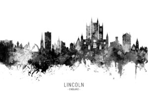 Lincoln England Skyline unique digital wall art canvas framed prints