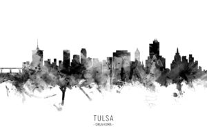 Tulsa Oklahoma Skyline unique digital wall art canvas framed prints