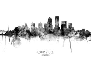 Louisville Kentucky City Skyline unique digital wall art canvas framed prints