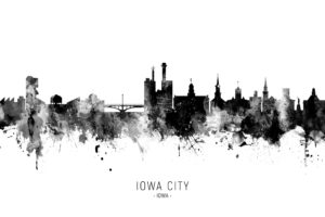 Iowa City Iowa Skyline unique digital wall art canvas framed prints