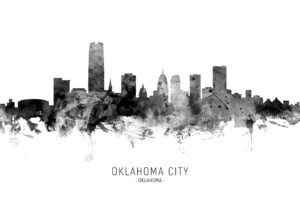 Oklahoma City Skyline unique digital wall art canvas framed prints