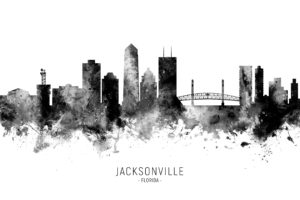 Jacksonville Florida Skyline unique digital wall art canvas framed prints