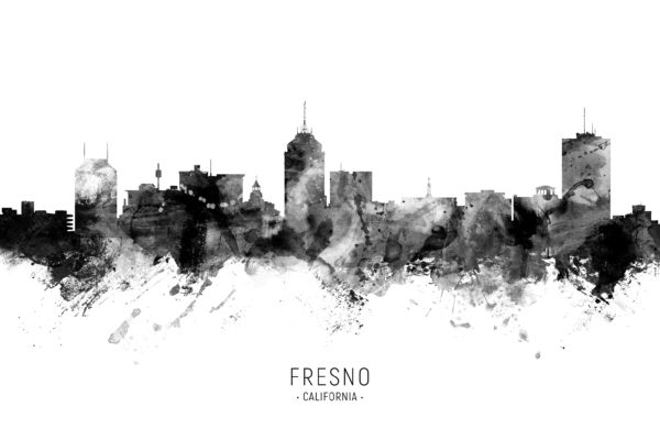 Fresno California Skyline unique digital wall art canvas framed prints