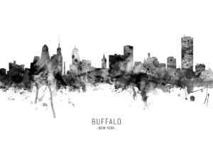 Buffalo New York Skyline unique digital wall art canvas framed prints