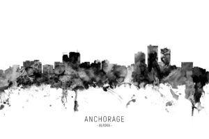 Anchorage Alaska Skyline unique digital wall art canvas framed prints
