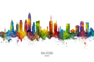 Nairobi Kenya Skyline unique digital wall art canvas framed prints