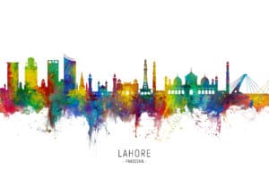 Lahore Pakistan Skyline unique digital wall art canvas framed prints