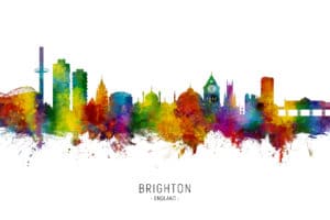 Brighton England Skyline unique digital wall art canvas framed prints