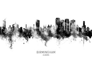 Birmingham Alabama Skyline unique digital wall art canvas framed prints