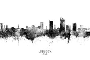 Lubbock Texas Skyline unique digital wall art canvas framed prints