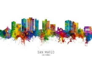 San Mateo California Skyline unique digital wall art canvas framed prints