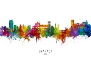 Granada Spain Skyline unique digital wall art canvas framed prints