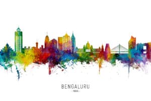 Bengaluru Skyline India Bangalore unique digital wall art canvas framed prints