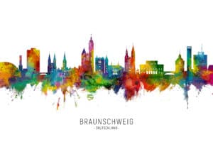 Braunschweig Germany Skyline unique digital wall art canvas framed prints