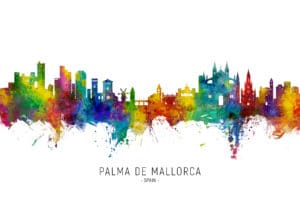 Palma de Mallorca Spain Skyline unique digital wall art canvas framed prints