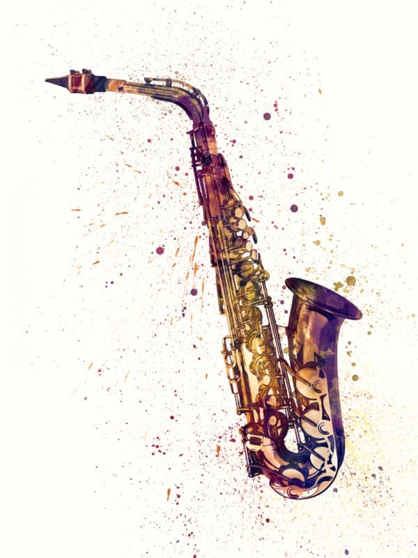 Saxophone Abstract Watercolor unique digital wall art canvas framed prints
