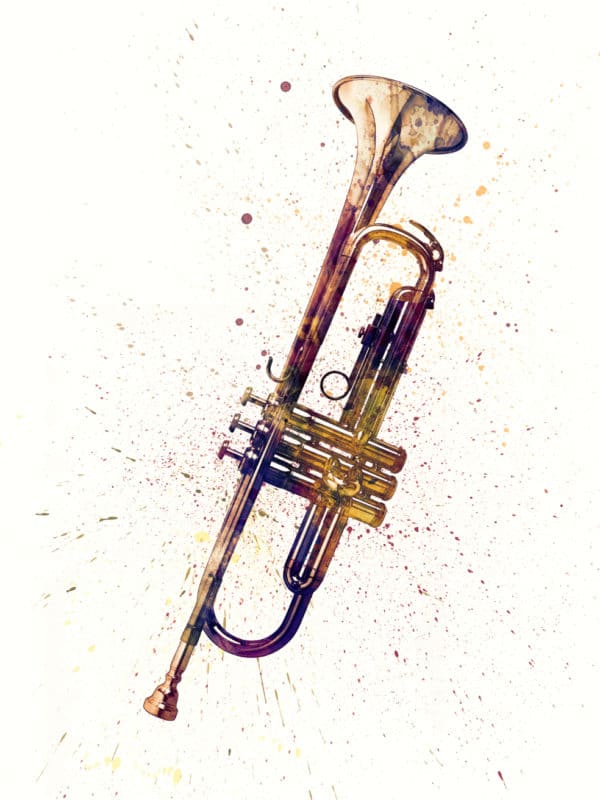 Trumpet Abstract Watercolor unique digital wall art canvas framed prints