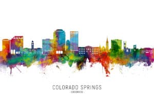 Colorado Springs Colorado Skyline unique digital wall art canvas framed prints