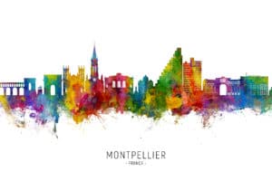 Montpellier France Skyline unique digital wall art canvas framed prints