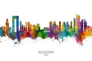 Benidorm Spain Skyline unique digital wall art canvas framed prints