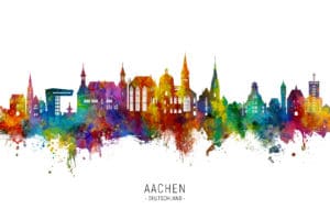 Aachen Germany Skyline unique digital wall art canvas framed prints