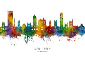 New Haven Connecticut Skyline unique digital wall art canvas framed prints