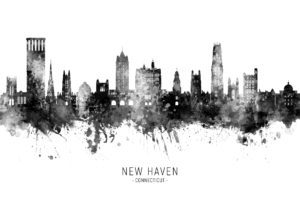 New Haven Connecticut Skyline unique digital wall art canvas framed prints