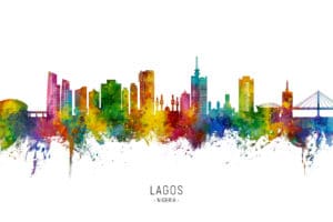 Lagos Nigeria Skyline unique digital wall art canvas framed prints