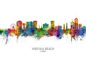 Virginia Beach Virginia Skyline unique digital wall art canvas framed prints