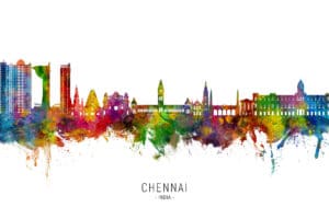 Chennai Skyline India unique digital wall art canvas framed prints