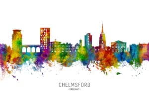 Chelmsford England Skyline unique digital wall art canvas framed prints