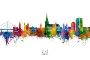 Linz Austria Skyline unique digital wall art canvas framed prints