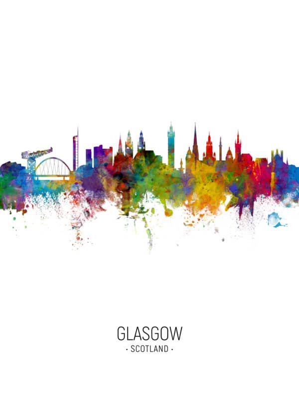 Glasgow Scotland Skyline unique digital wall art canvas framed prints