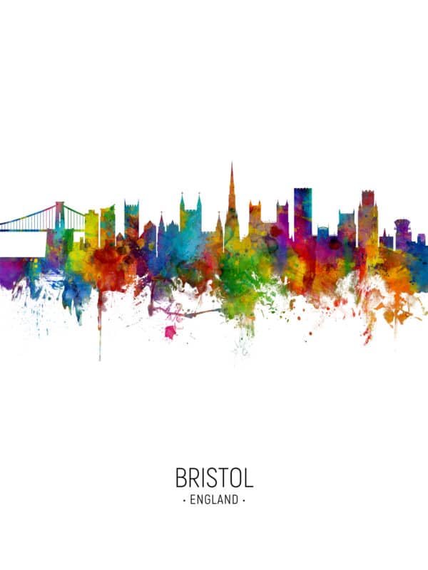 Bristol England Skyline unique digital wall art canvas framed prints
